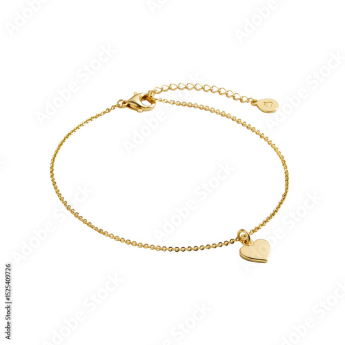 Wallpaper Mural Delicate gold anklet, thin linked chain, polished heart charm, on seamless transparent background, ultra-realistic macro studio photo, soft even lighting, no shadows. Concept for jewelry product Torontodigital.ca