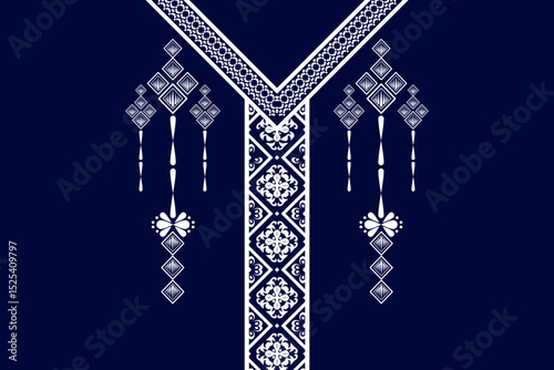 Geometric ethnic neckline pattern background. traditional style. decoration, textile, fabric, clothing.