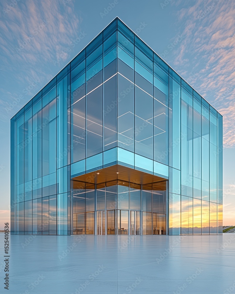 Fototapeta premium Modern glass building at dawn