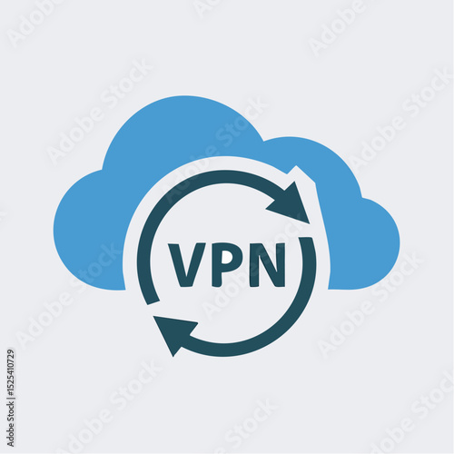 Secure data transfer with virtual private network, shown by illustration cloud and network encryption
