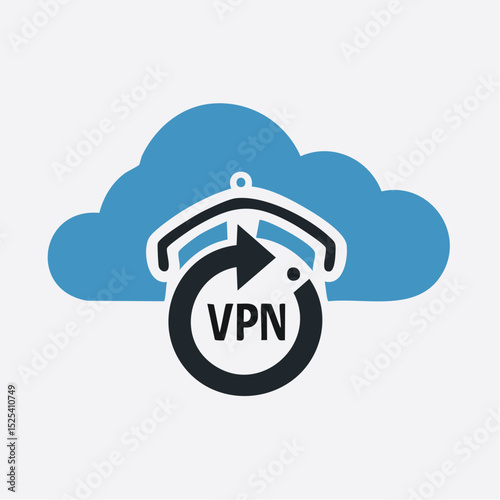 A VPN with cloud-based protection logo. This minimalist design embodies security and internet safety. The logo emphasizes secure connections and safeguarding digital privacy