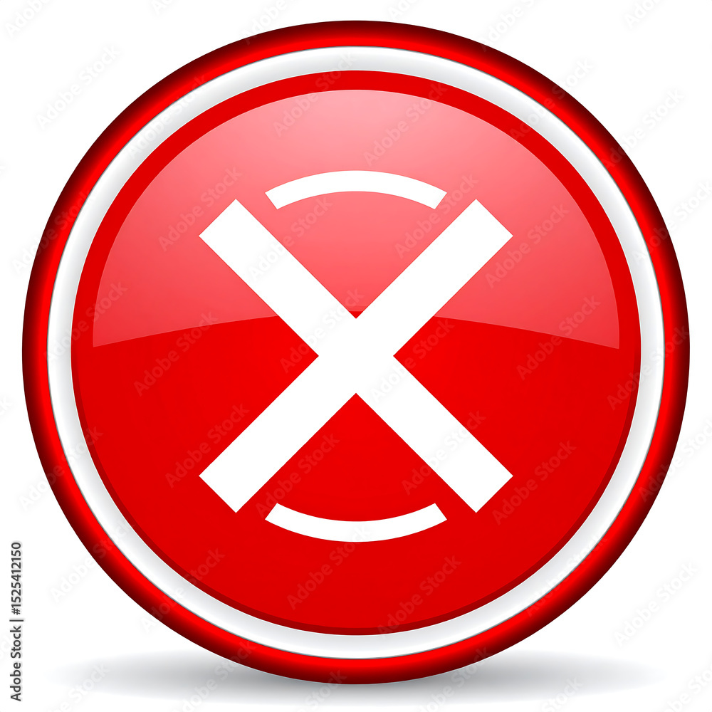 Obraz premium Red Circular Error Icon with Bold X Symbol for Alert Notifications