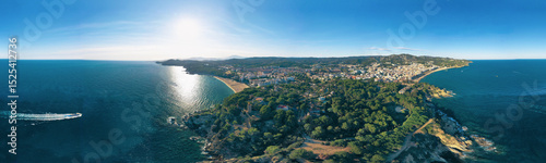 Lloret de Mar, coastal landscape. Drone panorama. Spain, Catalonia, Costa Brava