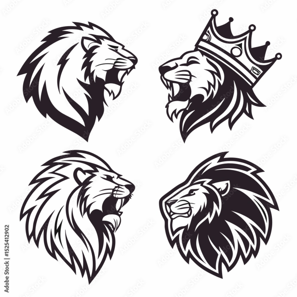 Obraz premium Tribal black vector illustration of a wild feline head mascot or tattoo design symbol