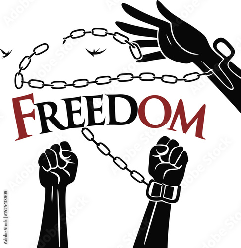 Breaking free chains freedom hands liberty emancipation