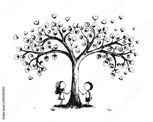 tree with brother and sister vector
