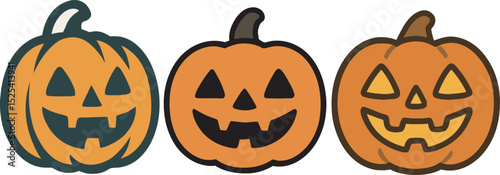Vector set of carved halloween pumpkin, Jack o lantern.