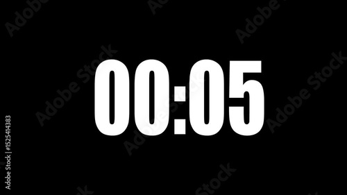 Countup white text from zero to 60 second or 1 minute show on black background