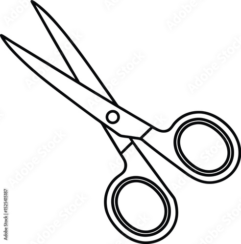Scissors silhouette vector, cutting tool icon, craft equipment symbol, black outline graphic, minimal stationery design








