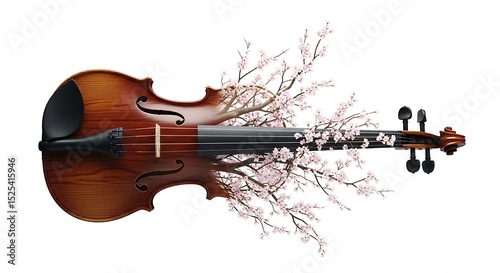 Violin music instrument art cherry blossom flowers spring season symphony orchestra stringed instrument