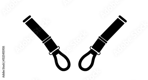 Two black straps are shown on a white background
