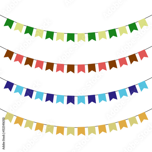 Colorful Garland of small flags for party decoration - decorative elements
