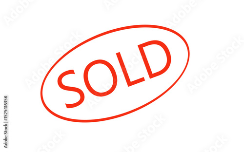 SOLD Stamp in Red Oval | Isolated Graphic for Real Estate, Auctions and Business Promotions