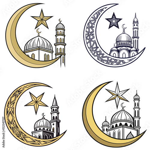 The Islamic crescent moon with a star symbol. 
