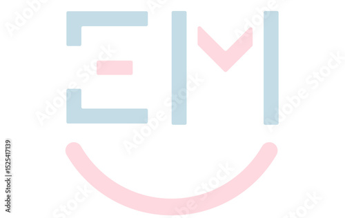 This "EM Smile" logo displays bold "EM" initials with a pink smile. Perfect for education platforms or mental health apps using uplifting branding, or orthodontics branding etc...