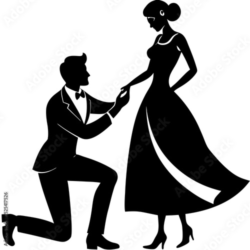 silhouette of bride and groom