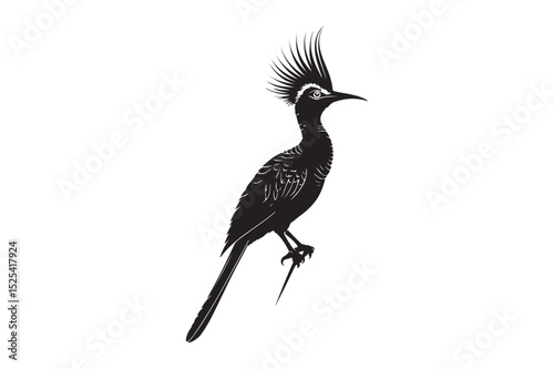 Bird Silhouette Vector Crested Tropical Clipart Design