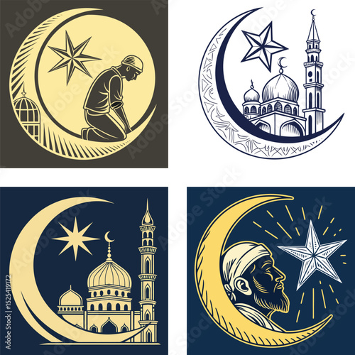 The Islamic crescent moon with a star symbol. 
