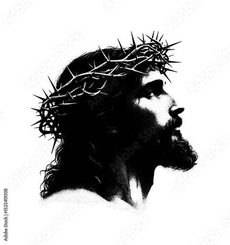 silhouette of jesus christ - hand drawing pointillism style (artwork 1)