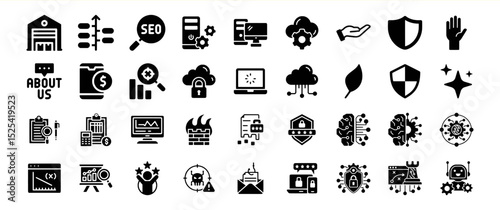 Collection of diverse business and technology icons