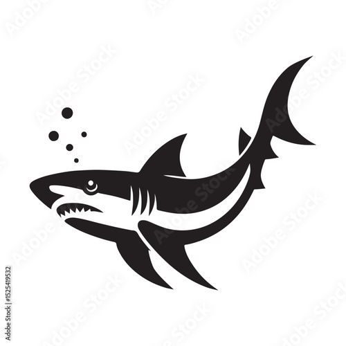 Fierce Waters: Tribal Shark Emblem shark, tattoo, illustration, aquatic, graphic, powerful, predator, tribal, aggressive, fierce, modern, ocean, bold, fin, fish, danger, white, dynamic, emblem