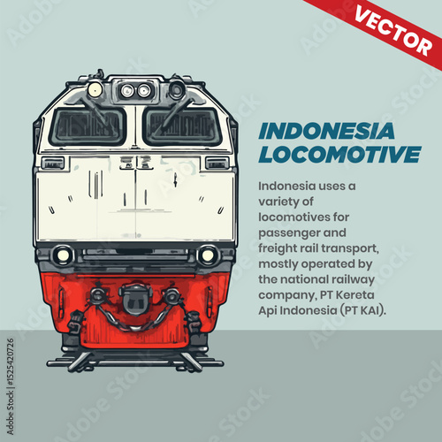 Indonesian Train KAI Locomotive Front View