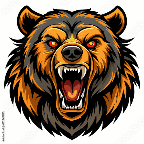 angry Bears realistic  design and bold line black , white background ,full  color