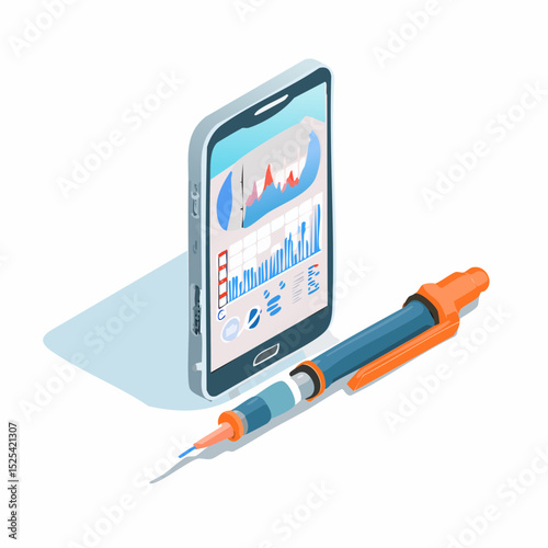 Isometric Smart Diabetes Device with Mobile Health App Interface