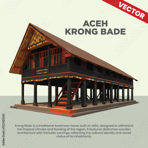 Indonesian Traditional House Krong Bade from Aceh Province