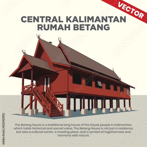 Indonesian Traditional House Rumah Betang from Central Kalimantan Province