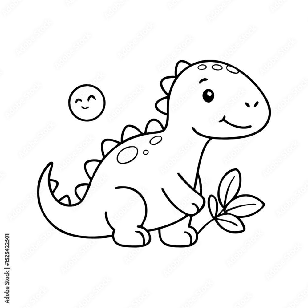 Fototapeta premium Baby dinosaur vector art: a cute green cartoon reptile illustration