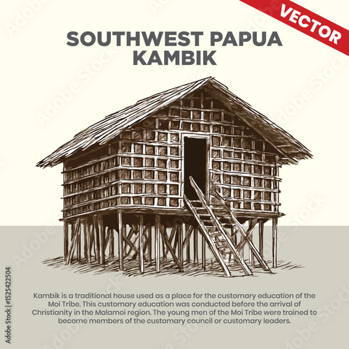 Indonesian Traditional House Kambik from Southwest Papua Province