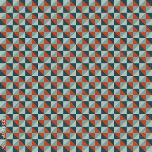 Pattern created from shades of teal and orange triangles