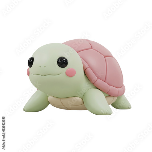 Cute pastel turtle toy with pink shell and big eyes