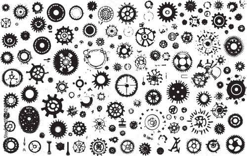 Vector illustration of deferent gear and round shape set