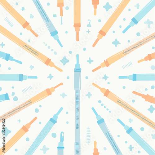 Seamless Pattern with Insulin Pens and Syringes – Diabetes Medical Equipment in Pastel Colors