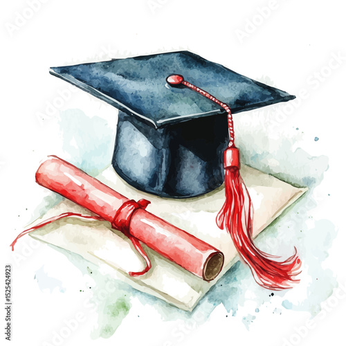 Diploma Holder, watercolor illustration vector, high quality, isolated on a white background.