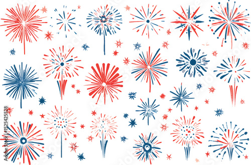 Vector illustration of deferent fireworks set