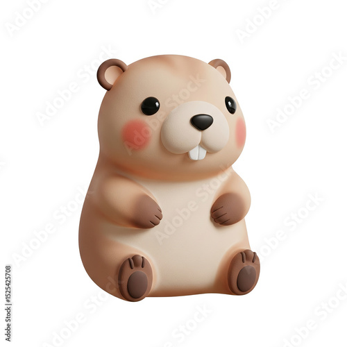 cute chubby cartoon hamster with rosy cheeks sitting isolated