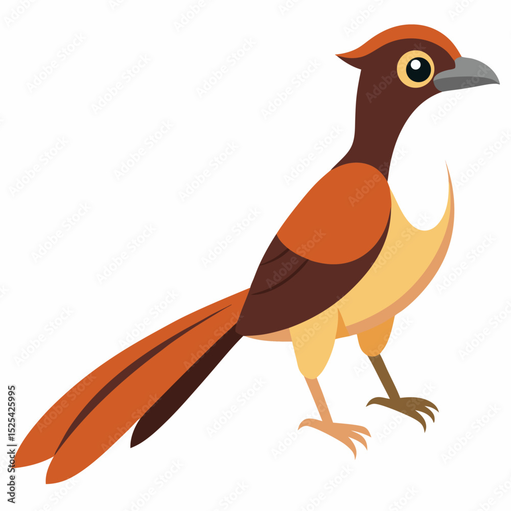 Fototapeta premium Simple Robin on Branch – Vector on White