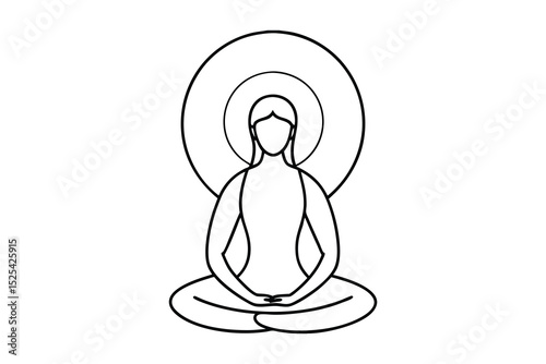 Continuous line drawing of golden halo