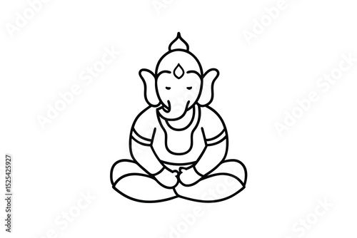 Continuous line drawing of gold ganesha