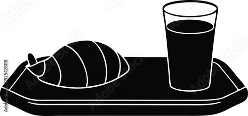  continental tray with orange juice and croissants vector illustration.