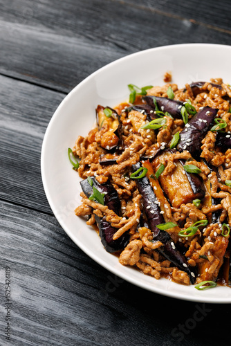 Chinese Eggplant stir fry with minced pork and garlic sauce
