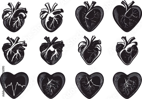 Vector illustration of deferent heart shape set