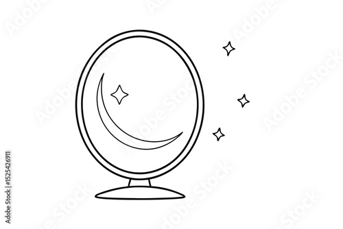 Continuous line drawing of silver mirror reflecting