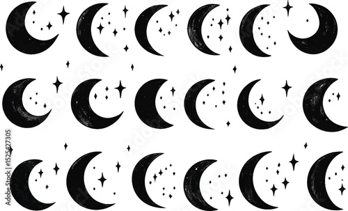Vector illustration of deferent moon size set