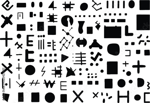 Vector illustration of deferent shape and sign set
