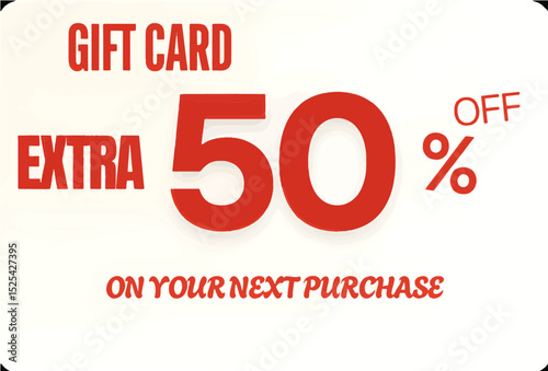 Gift card with 50 percent discount offer for promotions and sales.
