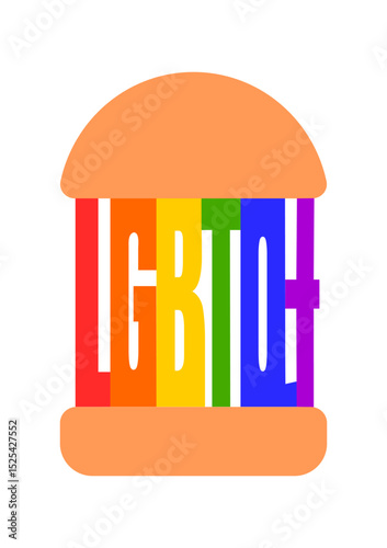 Minimal LGBTQ pride poster with rainbow burger and bold typography for equality photo